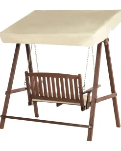 Beliani Dondolo da giardino CAVIOLA Legno di abete Marrone scuro Beige Marrone