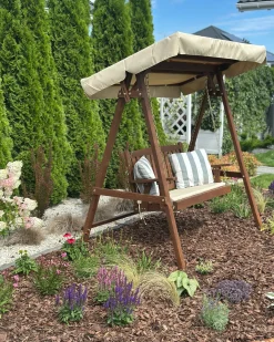 Beliani Dondolo da giardino CAVIOLA Legno di abete Marrone scuro Beige Marrone