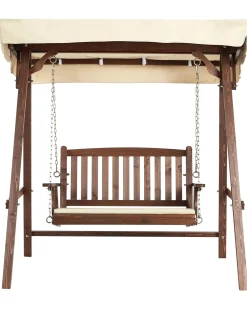 Beliani Dondolo da giardino CAVIOLA Legno di abete Marrone scuro Beige Marrone