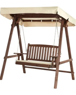 Beliani Dondolo da giardino CAVIOLA Legno di abete Marrone scuro Beige Marrone