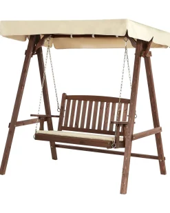 Beliani Dondolo da giardino CAVIOLA Legno di abete Marrone scuro Beige Marrone