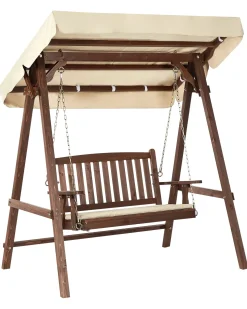 Beliani Dondolo da giardino CAVIOLA Legno di abete Marrone scuro Beige Marrone