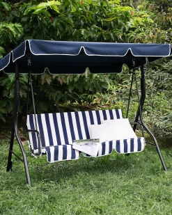 Online Beliani Dondolo da giardino CHAPLIN Metallo Blu scuro Bianco Blu