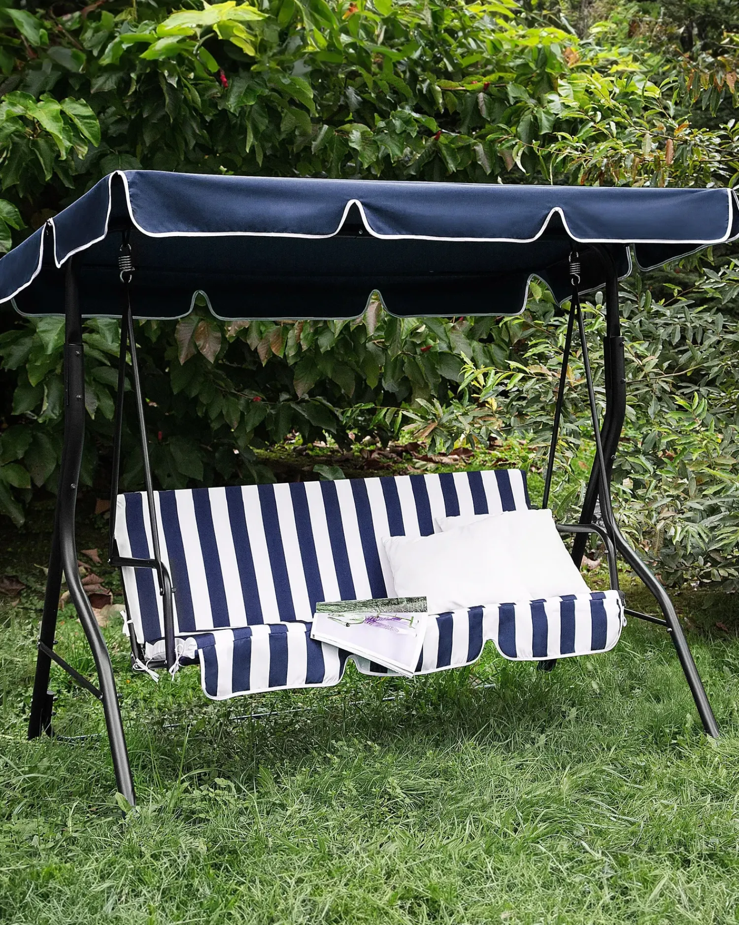 Online Beliani Dondolo da giardino CHAPLIN Metallo Blu scuro Bianco Blu