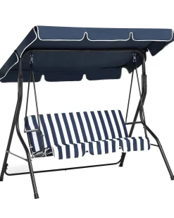 Online Beliani Dondolo da giardino CHAPLIN Metallo Blu scuro Bianco Blu