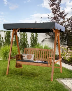 Outlet Beliani Dondolo da giardino FIBBIALLA Legno di abete Marrone Grigio Marrone