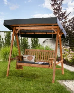 Outlet Beliani Dondolo da giardino FIBBIALLA Legno di abete Marrone Grigio Marrone