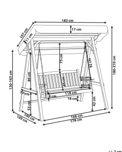 Outlet Beliani Dondolo da giardino FIBBIALLA Legno di abete Marrone Grigio Marrone
