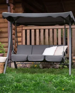 Beliani Dondolo da giardino GARBO Metallo scuro Grigio