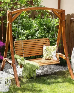 Beliani Dondolo da giardino NOVARA Legno di larice Marrone