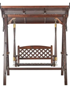 Discount Beliani Dondolo da giardino SENARICA Legno di abete Marrone scuro Marrone Oro