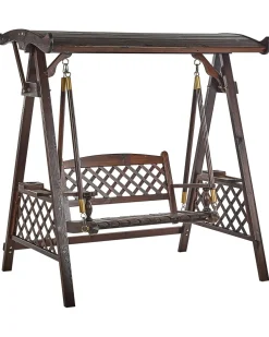Discount Beliani Dondolo da giardino SENARICA Legno di abete Marrone scuro Marrone Oro