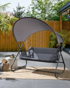 Discount Beliani Dondolo da giardino SOLAGNA Metallo scuro Grigio