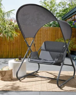 Outlet Beliani Dondolo da giardino SOLAGNA Metallo scuro Grigio