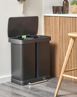 Online Beliani Doppio cestino per i rifiuti 60 L ECOSORT Metallo Nero
