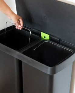 Online Beliani Doppio cestino per i rifiuti 60 L ECOSORT Metallo Nero