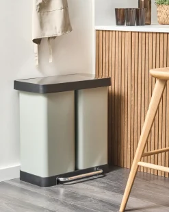 Discount Beliani Doppio cestino per i rifiuti 60 L ECOSORT Metallo Verde chiaro Verde Nero