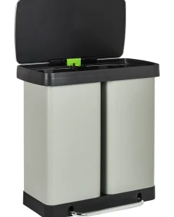 Discount Beliani Doppio cestino per i rifiuti 60 L ECOSORT Metallo Verde chiaro Verde Nero