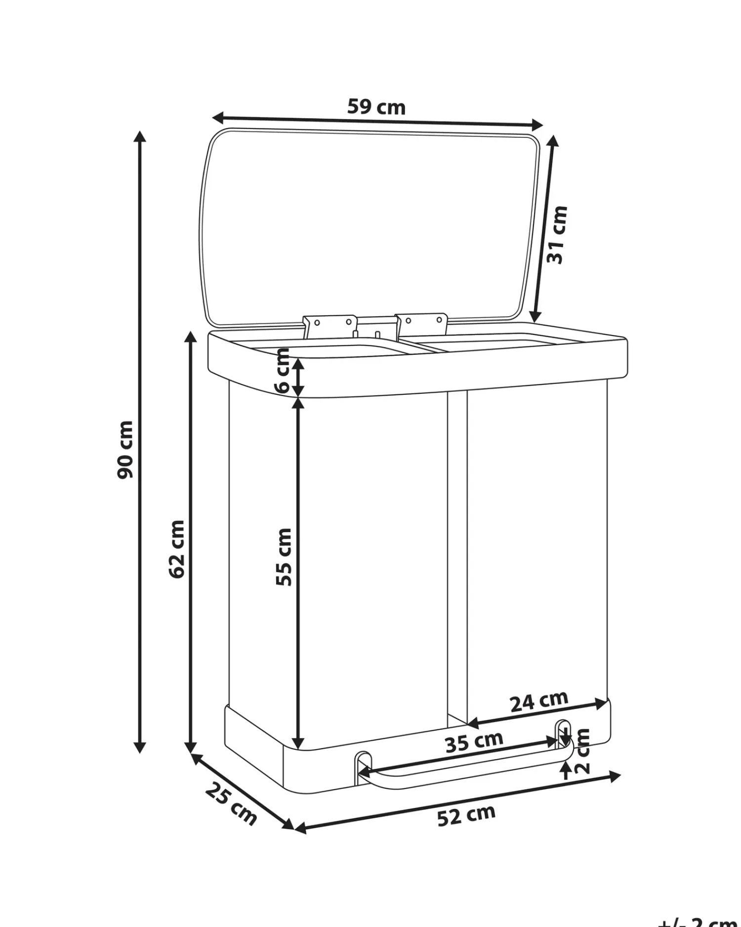 Discount Beliani Doppio cestino per i rifiuti 60 L ECOSORT Metallo Verde chiaro Verde Nero