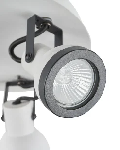 Best Beliani Faretto a 3 luci BARO Regolabile Metallo Bianco Bianco Nero