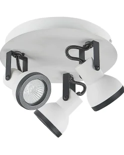 Best Beliani Faretto a 3 luci BARO Regolabile Metallo Bianco Bianco Nero