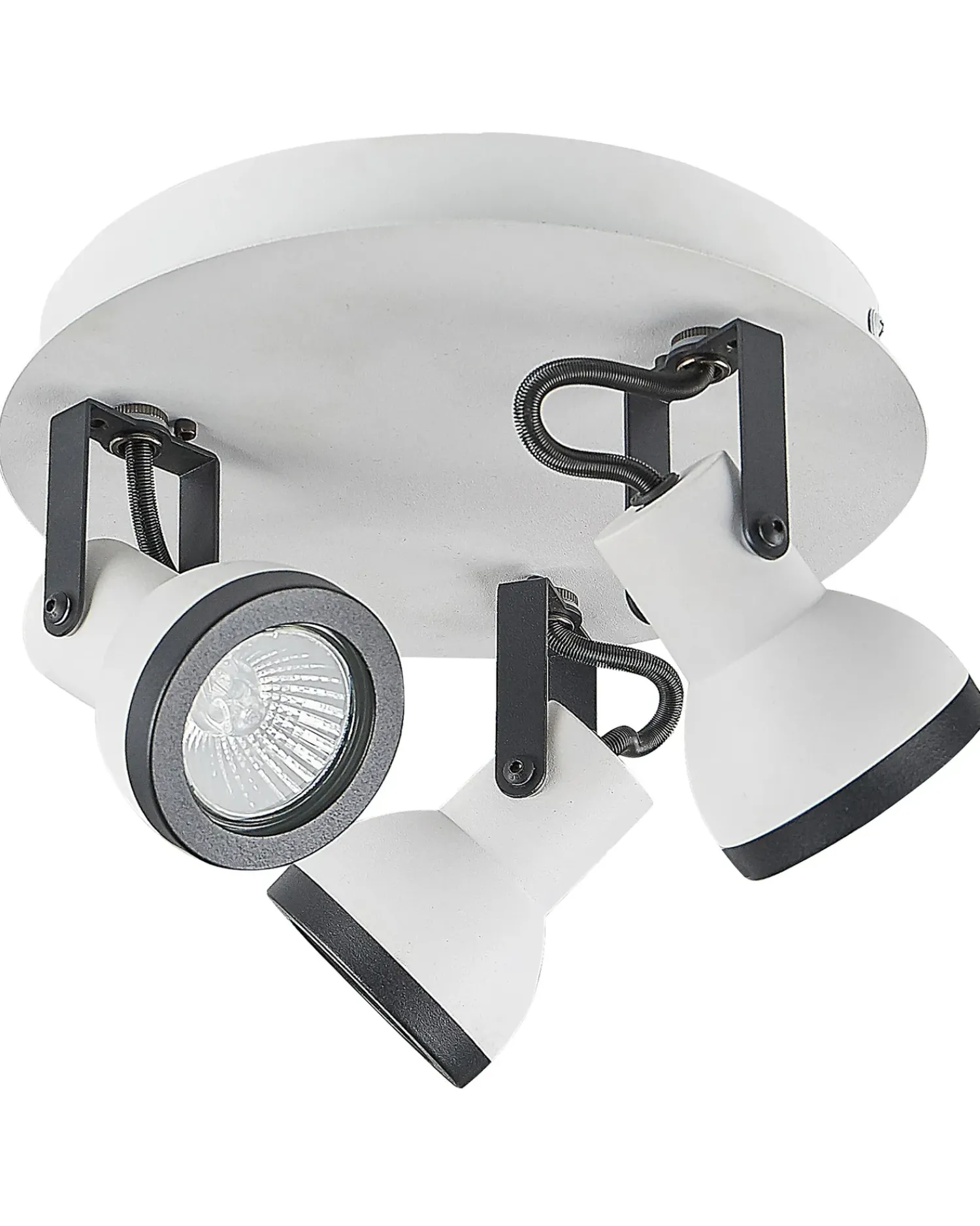 Best Beliani Faretto a 3 luci BARO Regolabile Metallo Bianco Bianco Nero