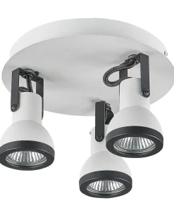 Best Beliani Faretto a 3 luci BARO Regolabile Metallo Bianco Bianco Nero