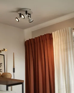 Best Beliani Faretto a 3 luci BARO Regolabile Metallo Bianco Bianco Nero