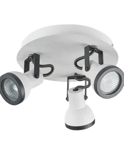 Best Beliani Faretto a 3 luci BARO Regolabile Metallo Bianco Bianco Nero