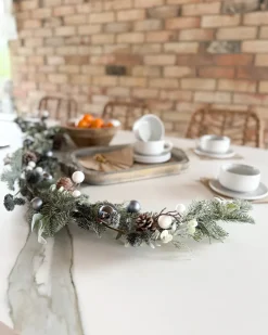 Clearance Beliani Festone di Natale HUELVA 150 cm Verde Argento Bianco Verde