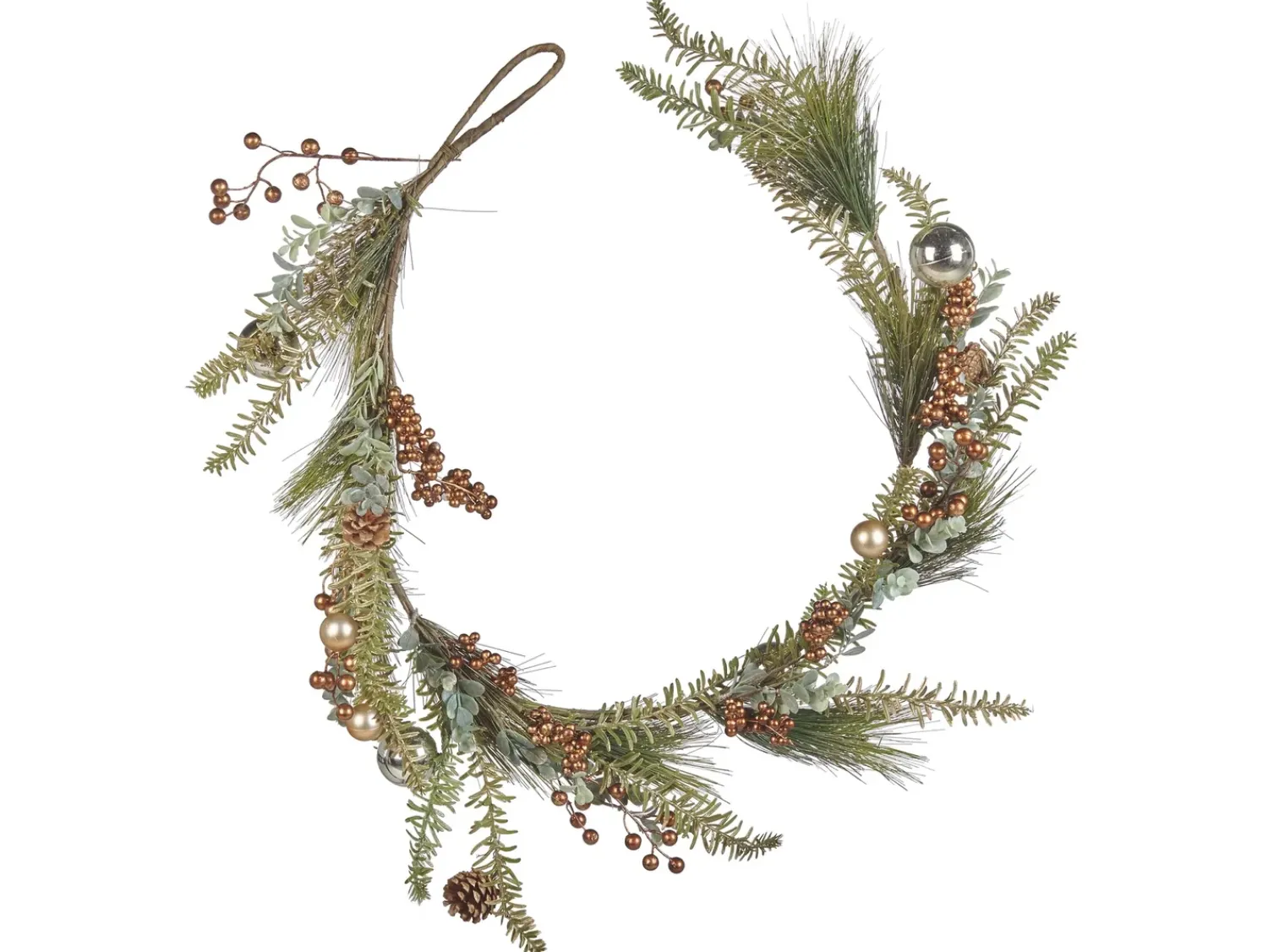 Hot Beliani Festone di Natale ROTA 150 cm Rame Rame Verde