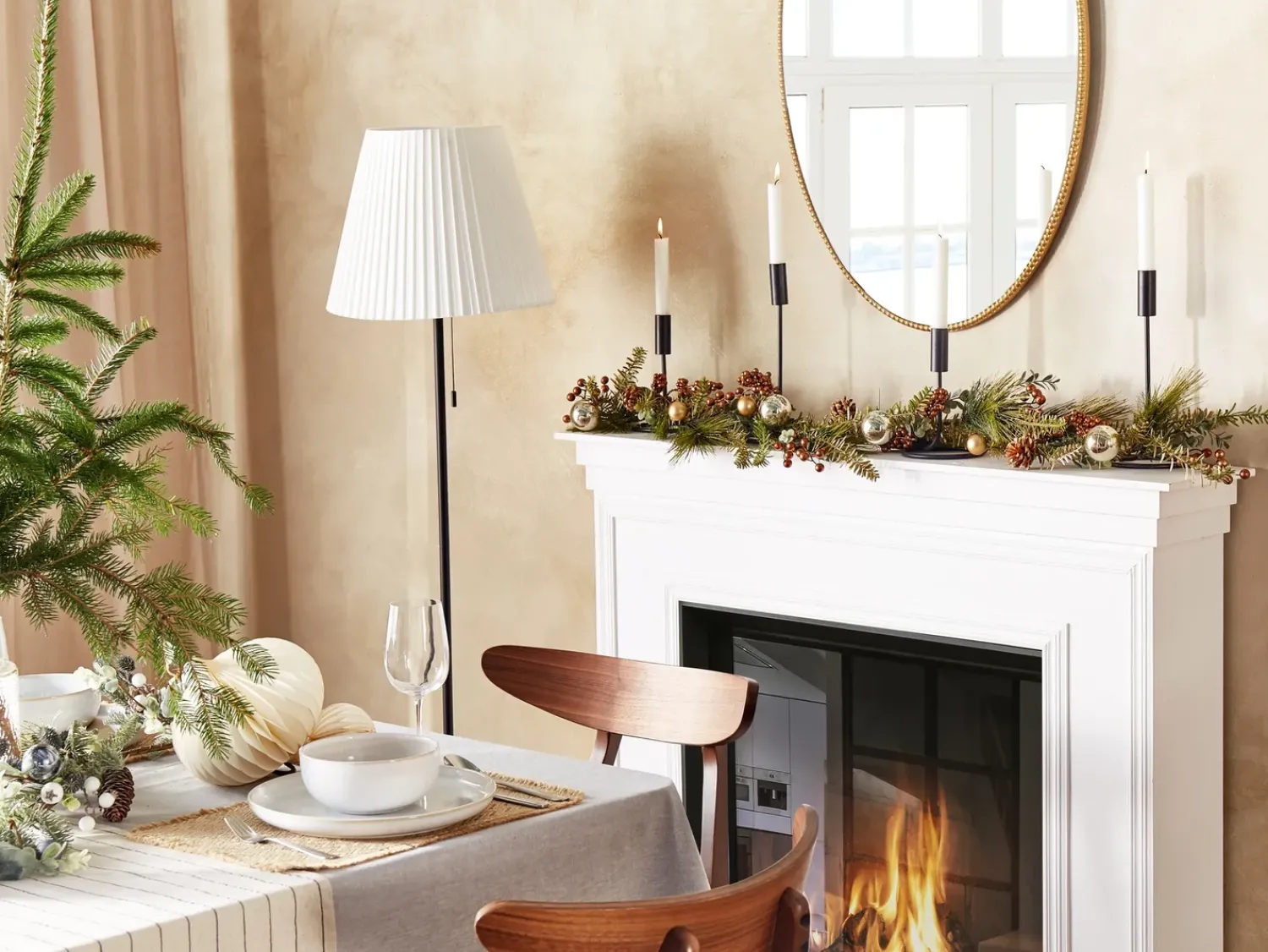 Hot Beliani Festone di Natale ROTA 150 cm Rame Rame Verde