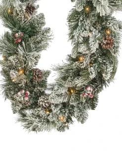 Outlet Beliani Festone natalizio innevato LED WHITEHORN Bianco Bianco Verde