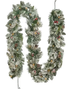 Outlet Beliani Festone natalizio innevato LED WHITEHORN Bianco Bianco Verde