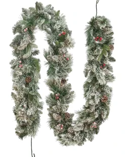 Outlet Beliani Festone natalizio innevato LED WHITEHORN Bianco Bianco Verde