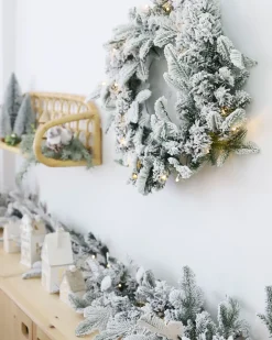Hot Beliani Festone natalizio innevato LED SUNDO Bianco Bianco Verde