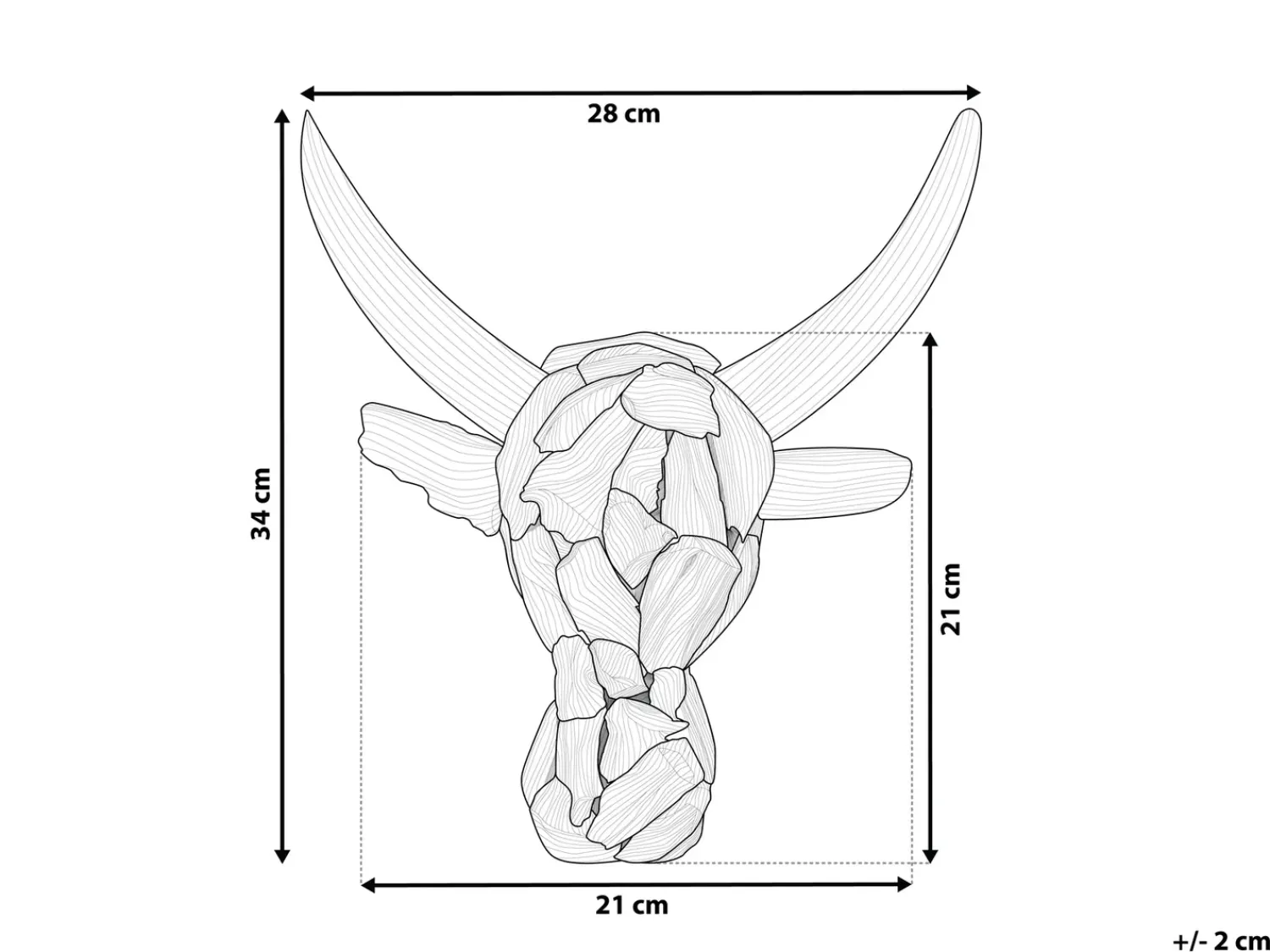 Online Beliani Figura da parete Toro BULL HEAD Legno di teak 34 cm Marrone
