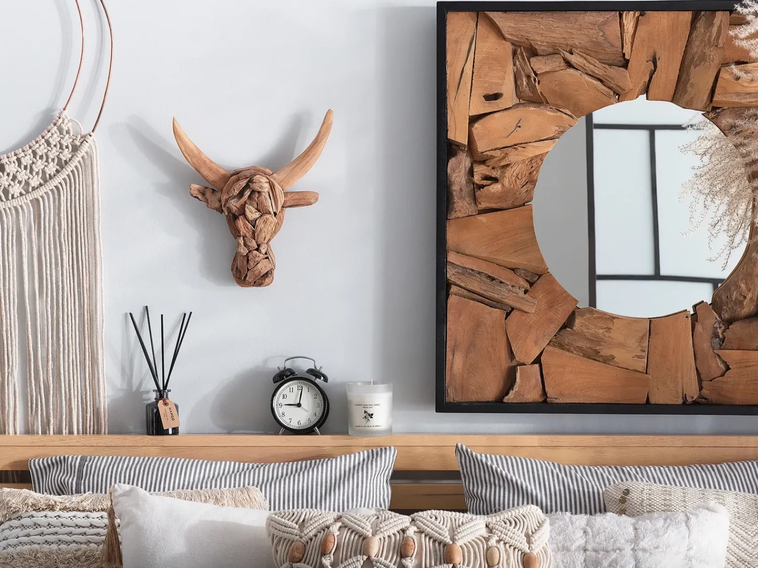 Online Beliani Figura da parete Toro BULL HEAD Legno di teak 34 cm Marrone
