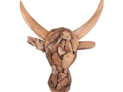 Online Beliani Figura da parete Toro BULL HEAD Legno di teak 34 cm Marrone