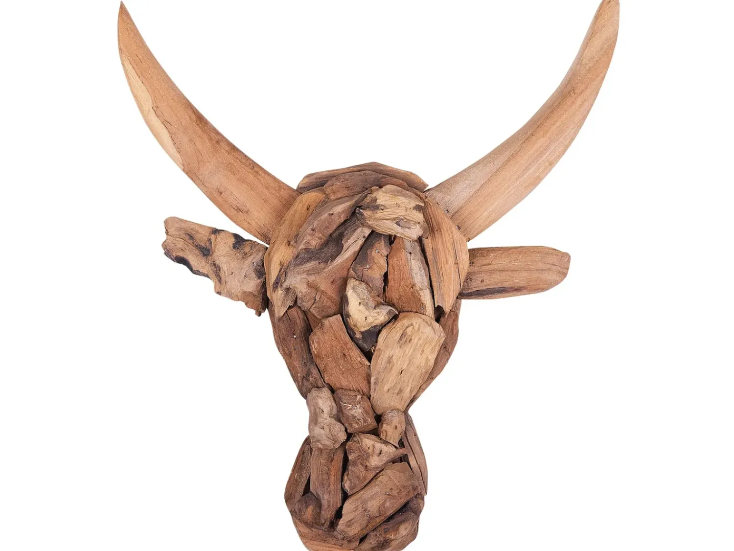 Online Beliani Figura da parete Toro BULL HEAD Legno di teak 34 cm Marrone
