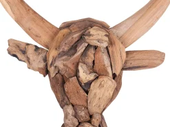 Online Beliani Figura da parete Toro BULL HEAD Legno di teak 34 cm Marrone