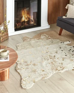 Sale Beliani Finta pelle di mucca BOGONG Beige chiaro 130 x 170 cm Beige Oro