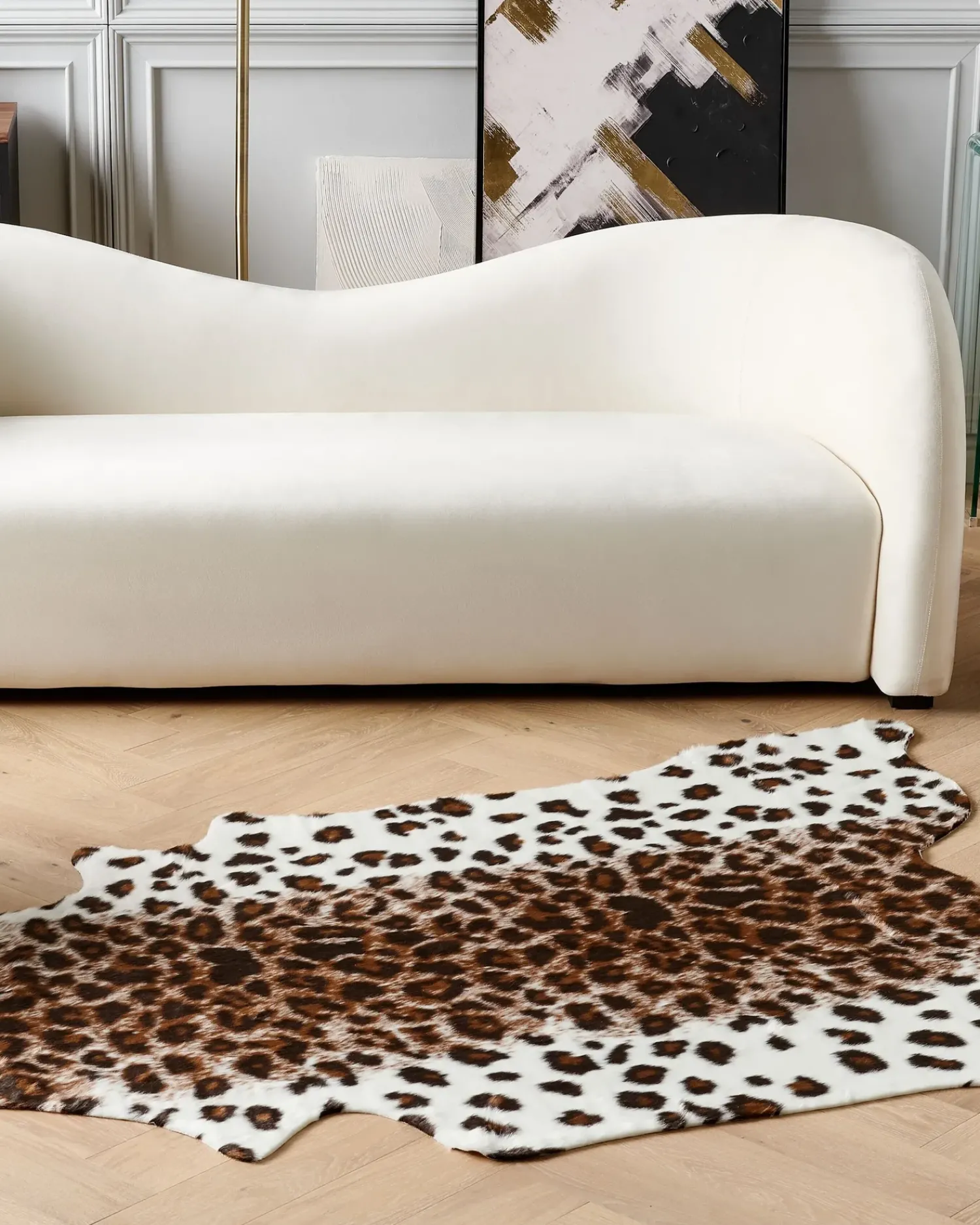 Beliani Finta pelle di mucca BOGONG Marrone/Bianco 130 x 170 cm Bianco Marrone Nero