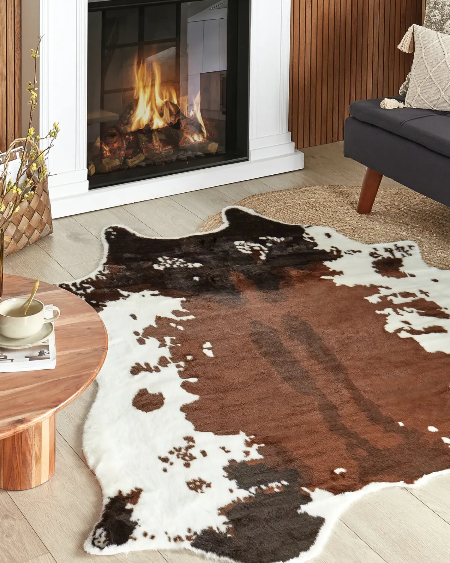 Hot Beliani Finta pelle di mucca BOGONG Marrone 150 x 200 cm Bianco Marrone