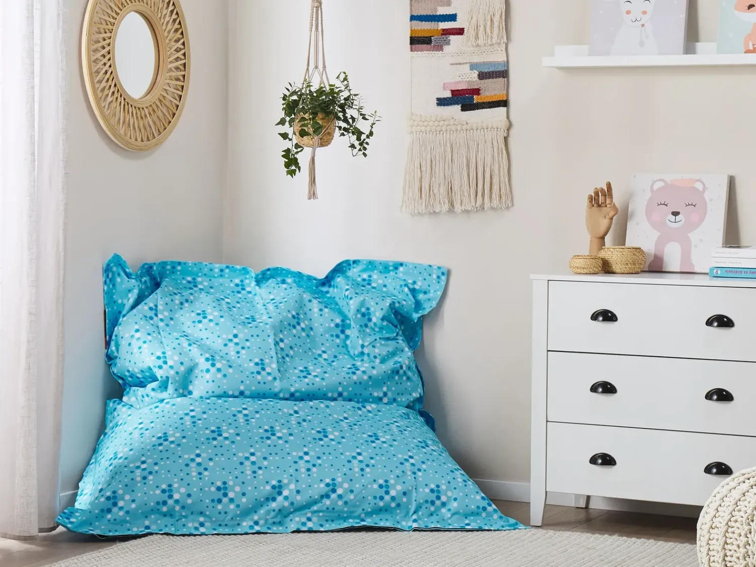 Outlet Beliani Fodera per Poltrona Sacco FUZZY 180 cm 140 cm Azzurro Blu