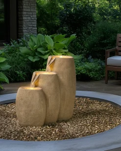 New Beliani Fontana da giardino ARKLE LED Beige