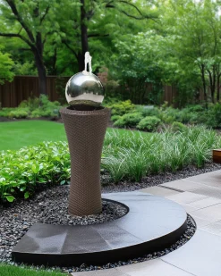 New Beliani Fontana da giardino ZENYATTA LED Marrone