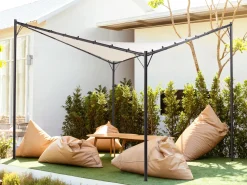 Outlet Beliani Gazebo AVENTINE Metallo 300 cm 300 cm Beige Beige Nero