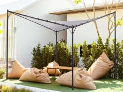 Online Beliani Gazebo AVENTINE Metallo 300 cm 300 cm Grigio Grigio Nero