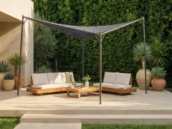 Discount Beliani Gazebo AVENTINE Metallo 300 cm 300 cm Grigio scuro Grigio Nero